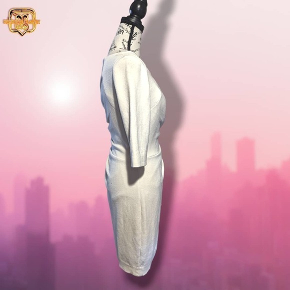 MILLY Andrea Cream Virgin Wool Pencil Dress, Medium - Picture 8 of 9